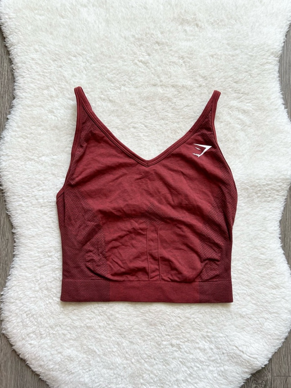 Gymshark Maroon Rust V-Neck Seamless Crop Tank
